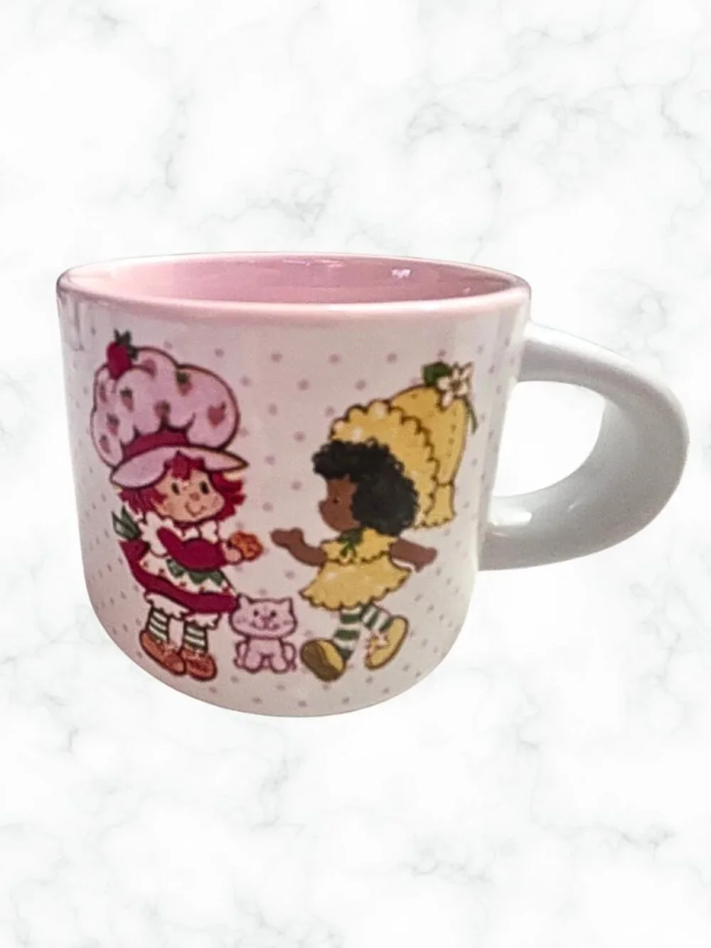 NWOT | Strawberry Shortcake Mug Set Pink Polka Dot Collectible Espresso Cups